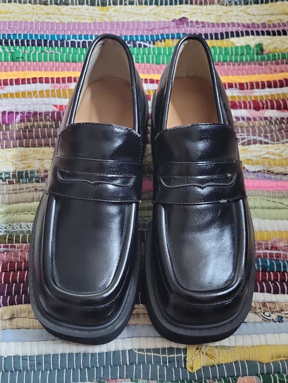 Black Peche Platform Loafers Womens Size 35